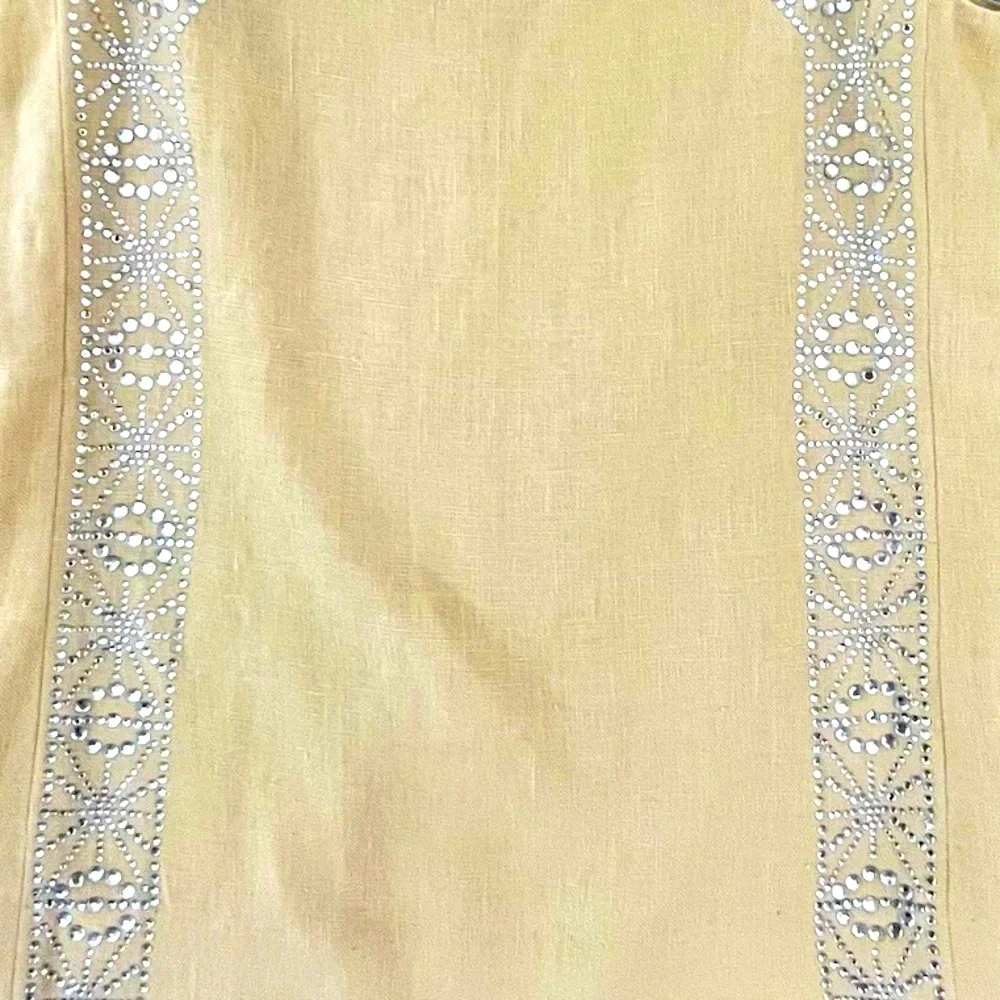 Tory Burch Rhinestone Embellished 100% Linen Sleeveless Tunic Top Size 12